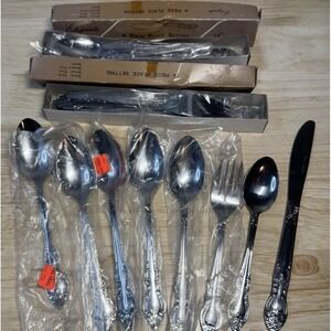 VTG Floral Japan Stainless Steel‎ Flatware Silverware MCM Retro NEW 14pc